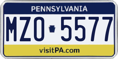 PA license plate MZO5577