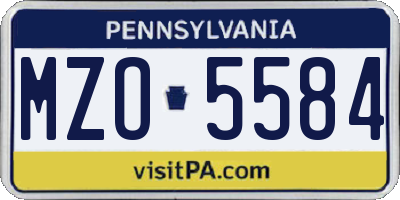 PA license plate MZO5584