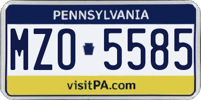 PA license plate MZO5585