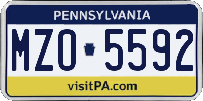 PA license plate MZO5592