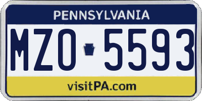 PA license plate MZO5593