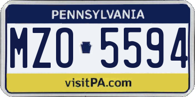 PA license plate MZO5594