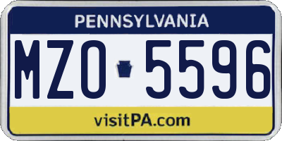PA license plate MZO5596