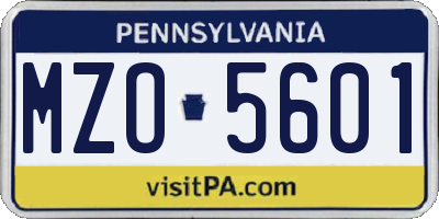 PA license plate MZO5601