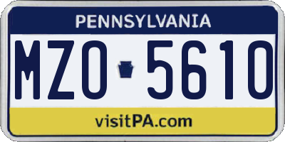 PA license plate MZO5610
