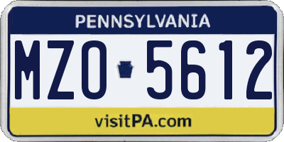 PA license plate MZO5612