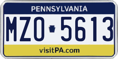 PA license plate MZO5613