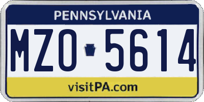 PA license plate MZO5614