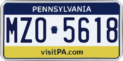 PA license plate MZO5618