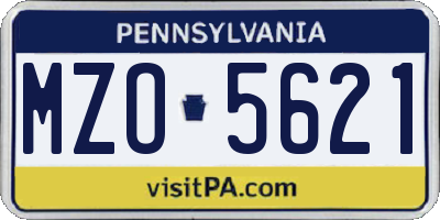 PA license plate MZO5621
