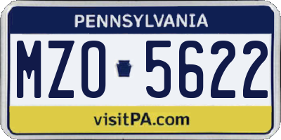 PA license plate MZO5622