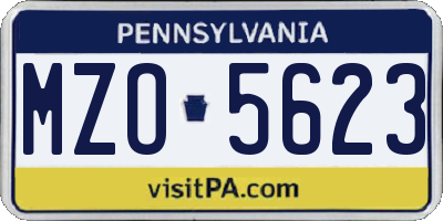 PA license plate MZO5623