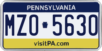 PA license plate MZO5630