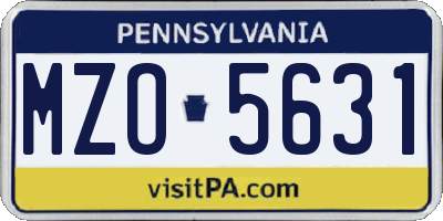 PA license plate MZO5631