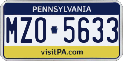 PA license plate MZO5633