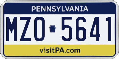 PA license plate MZO5641