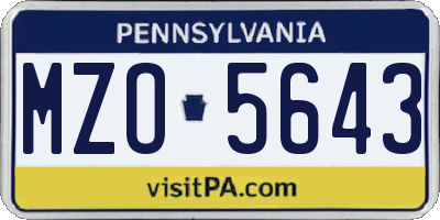 PA license plate MZO5643