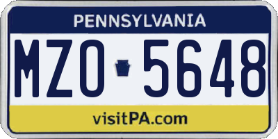 PA license plate MZO5648
