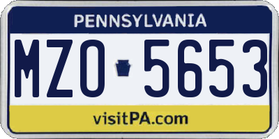PA license plate MZO5653