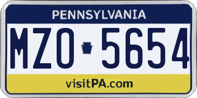 PA license plate MZO5654