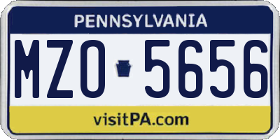PA license plate MZO5656