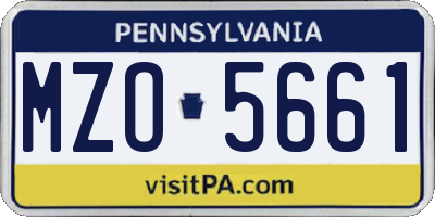 PA license plate MZO5661