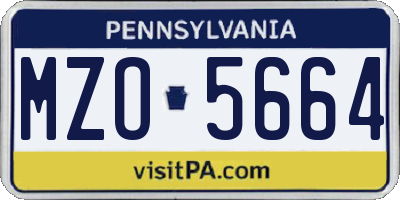 PA license plate MZO5664