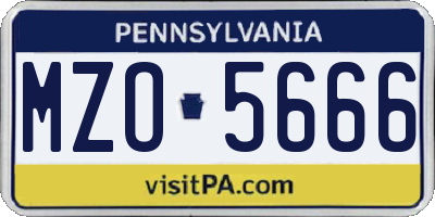 PA license plate MZO5666