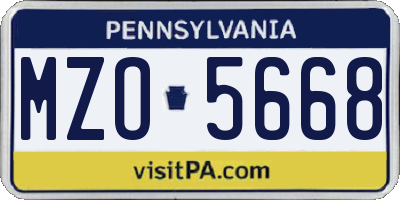 PA license plate MZO5668