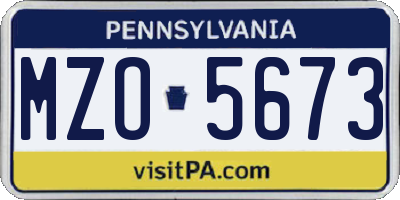 PA license plate MZO5673