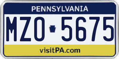 PA license plate MZO5675
