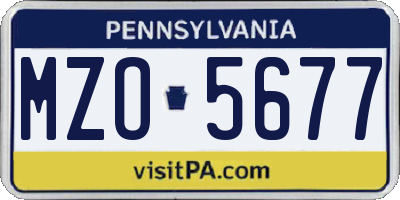 PA license plate MZO5677