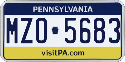 PA license plate MZO5683