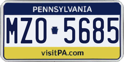 PA license plate MZO5685