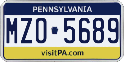PA license plate MZO5689