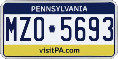 PA license plate MZO5693