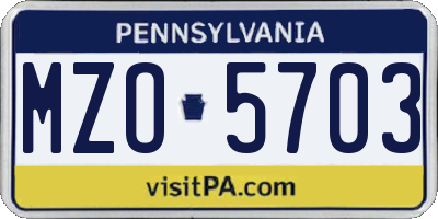 PA license plate MZO5703