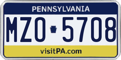 PA license plate MZO5708