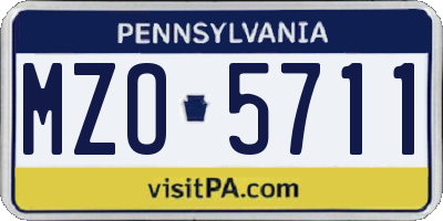 PA license plate MZO5711