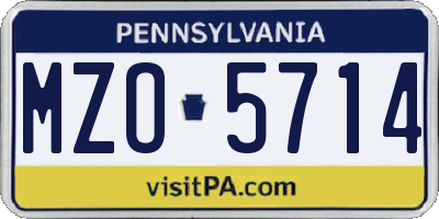 PA license plate MZO5714