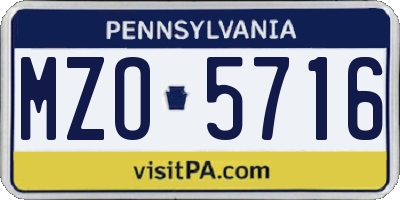 PA license plate MZO5716