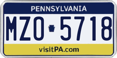 PA license plate MZO5718