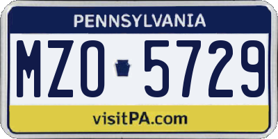 PA license plate MZO5729