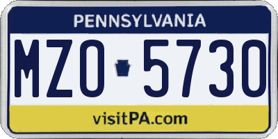 PA license plate MZO5730