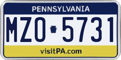 PA license plate MZO5731