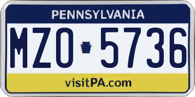 PA license plate MZO5736