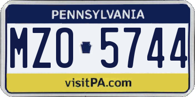 PA license plate MZO5744