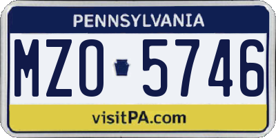 PA license plate MZO5746