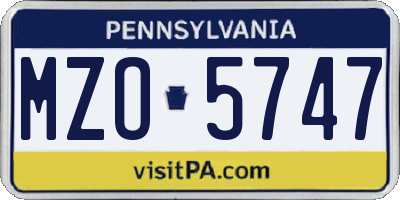 PA license plate MZO5747