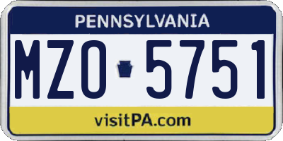 PA license plate MZO5751